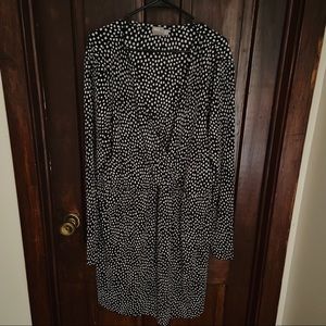 ASOS Faux Wrap Black and White Spotted Midi Dress